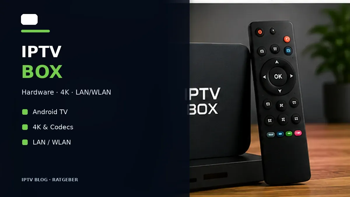 IPTV Box neben Fernseher Router und Fernbedienung