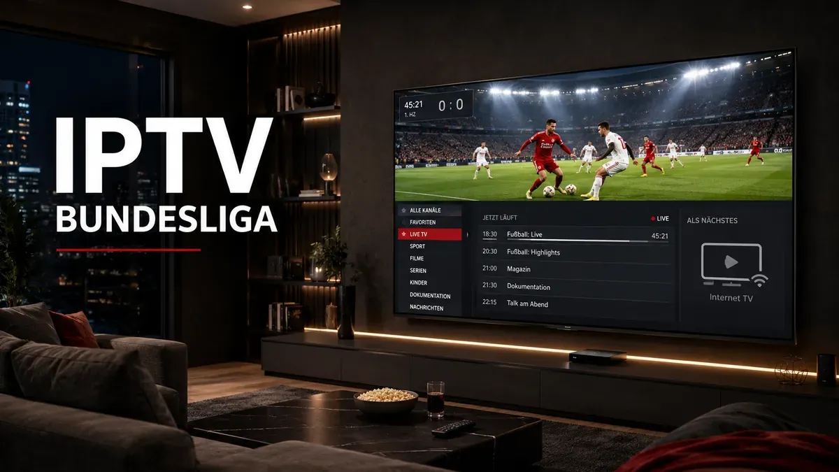 Bundesliga Fußballübertragung über IPTV auf einem Fernseher