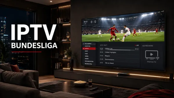 Bundesliga Fußballübertragung über IPTV auf einem Fernseher