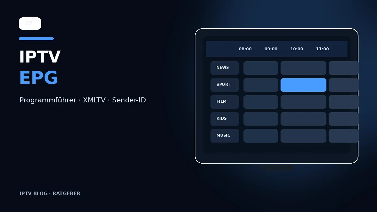 IPTV EPG Programmführer mit Sendern Zeitachse und Programminformationen