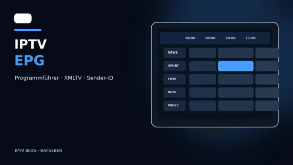 IPTV EPG Programmführer mit Sendern Zeitachse und Programminformationen