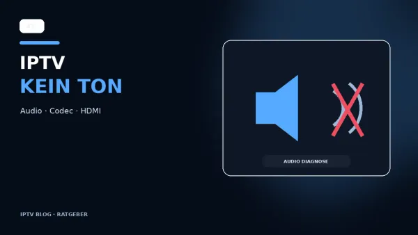 IPTV ohne Ton mit Lautsprechersymbol und Audio-Diagnose auf einem Fernseher