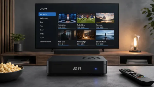 IPTV Receiver als Set-Top-Box an einem Fernseher