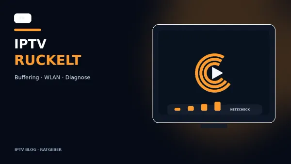 IPTV Stream mit Buffering Symbol und Netzwerkdiagnose auf einem Fernseher