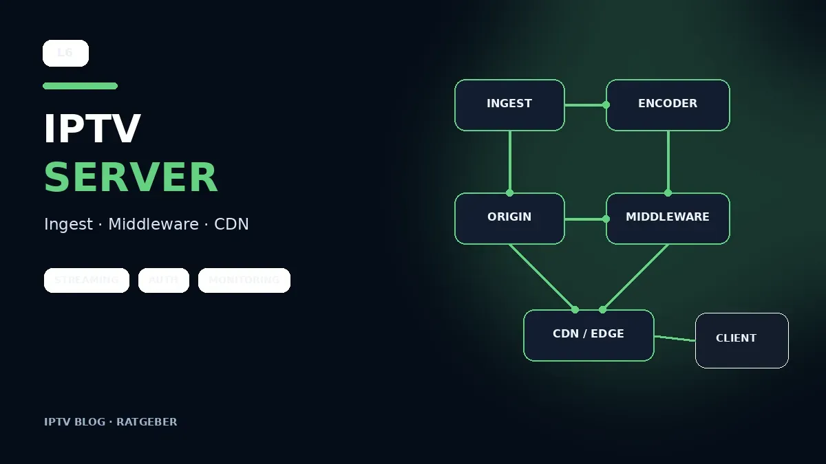 IPTV Server Architektur mit Ingest Middleware CDN und Endgeräten