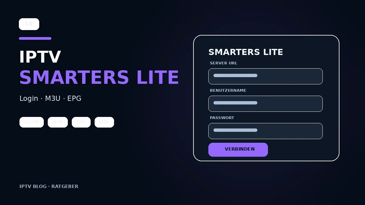 IPTV Smarters Lite auf einem Fernseher und Smartphone mit Login-Oberfläche